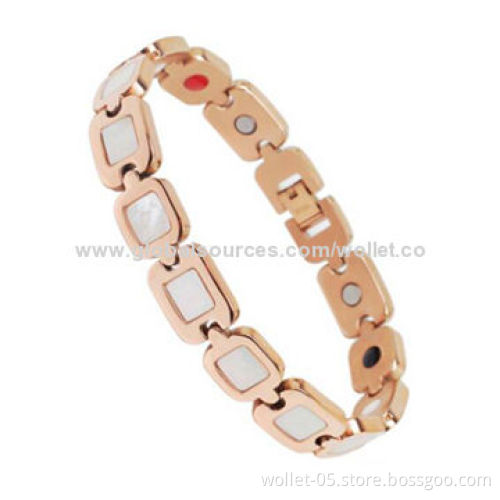Hot Selling White Shell Therapy Bracelet, Made Of 316L Stainless Steel, IPR Gold Plating